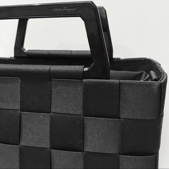 Salvatore Ferragamo Black Intrecciato Woven Tote - Picture 6 of 13